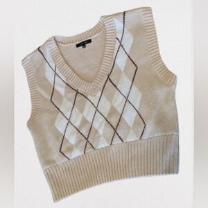 Love Tree Beige Argyle Knit Vest